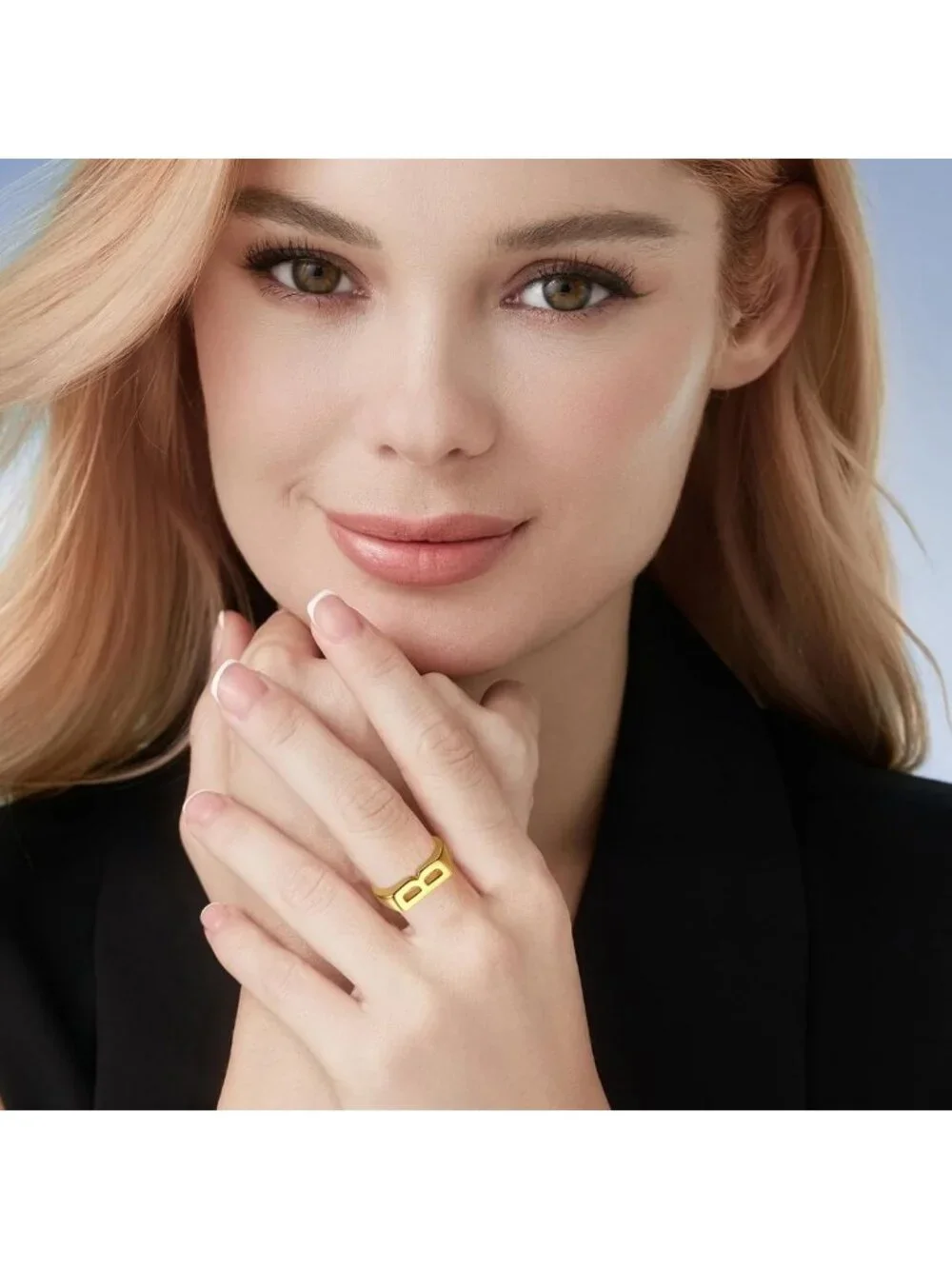 18k Gold Plated Adjustable Initial Rings for Women - Stylish Personalized